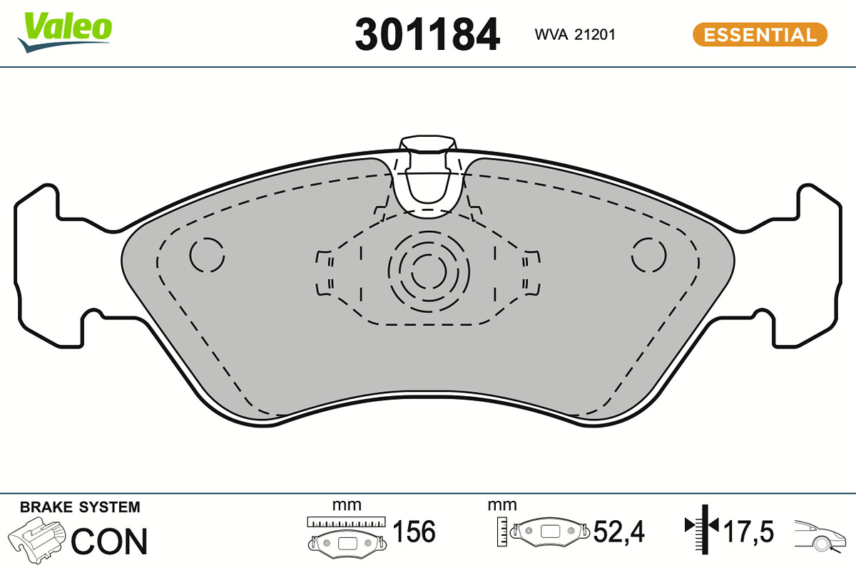 Jeu de 4 plaquettes de frein VALEO ref. 301184
